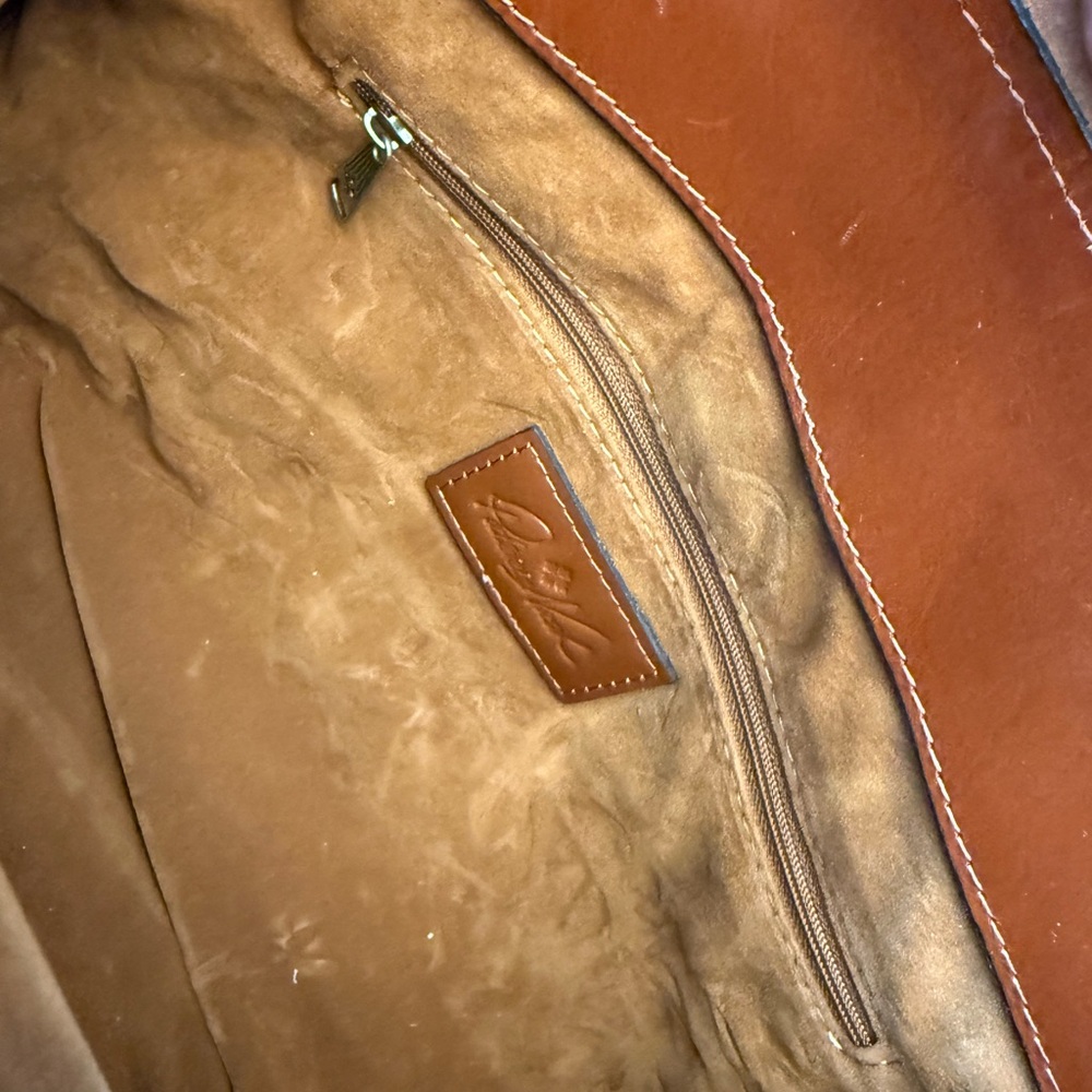 Patricia Nash Vienna Satchel Handbag Tan Tooled Leather Floral Bag NEW Luxury - Picture 14 of 16